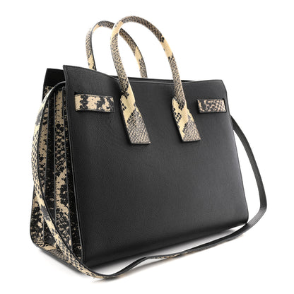 Saint Laurent Grained Calfskin Embossed Python Small Sac De Jour Black 3 of 12