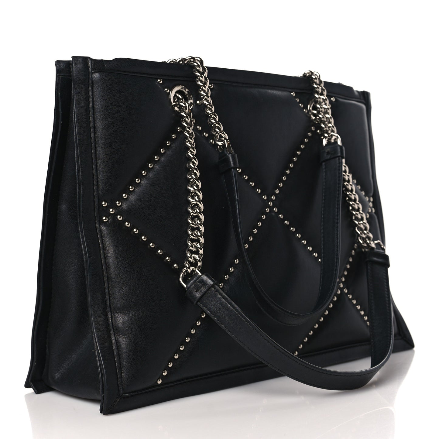 Calfskin Studded Viva Bow Tote Black