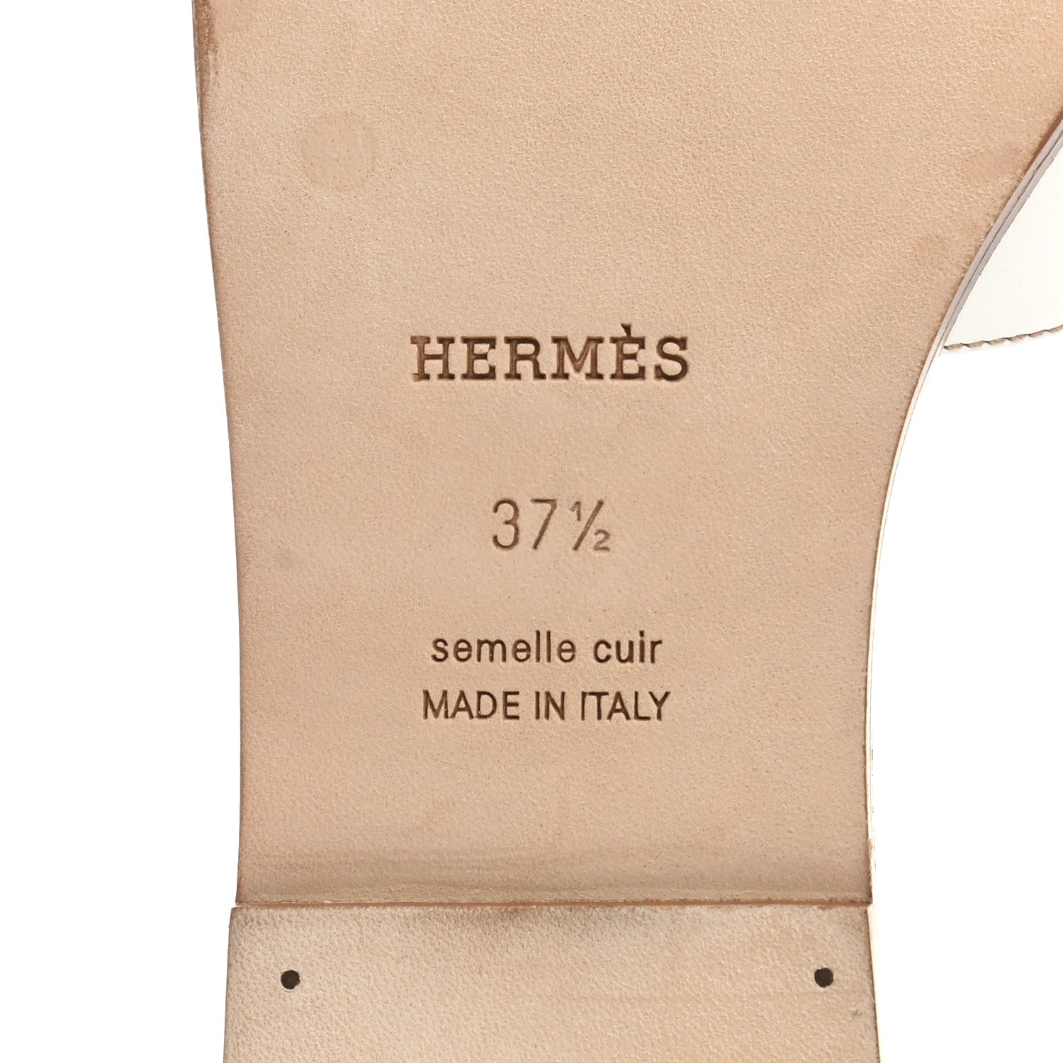 Hermes Box Calfskin Oran Sandals 37.5 White 6 of 9