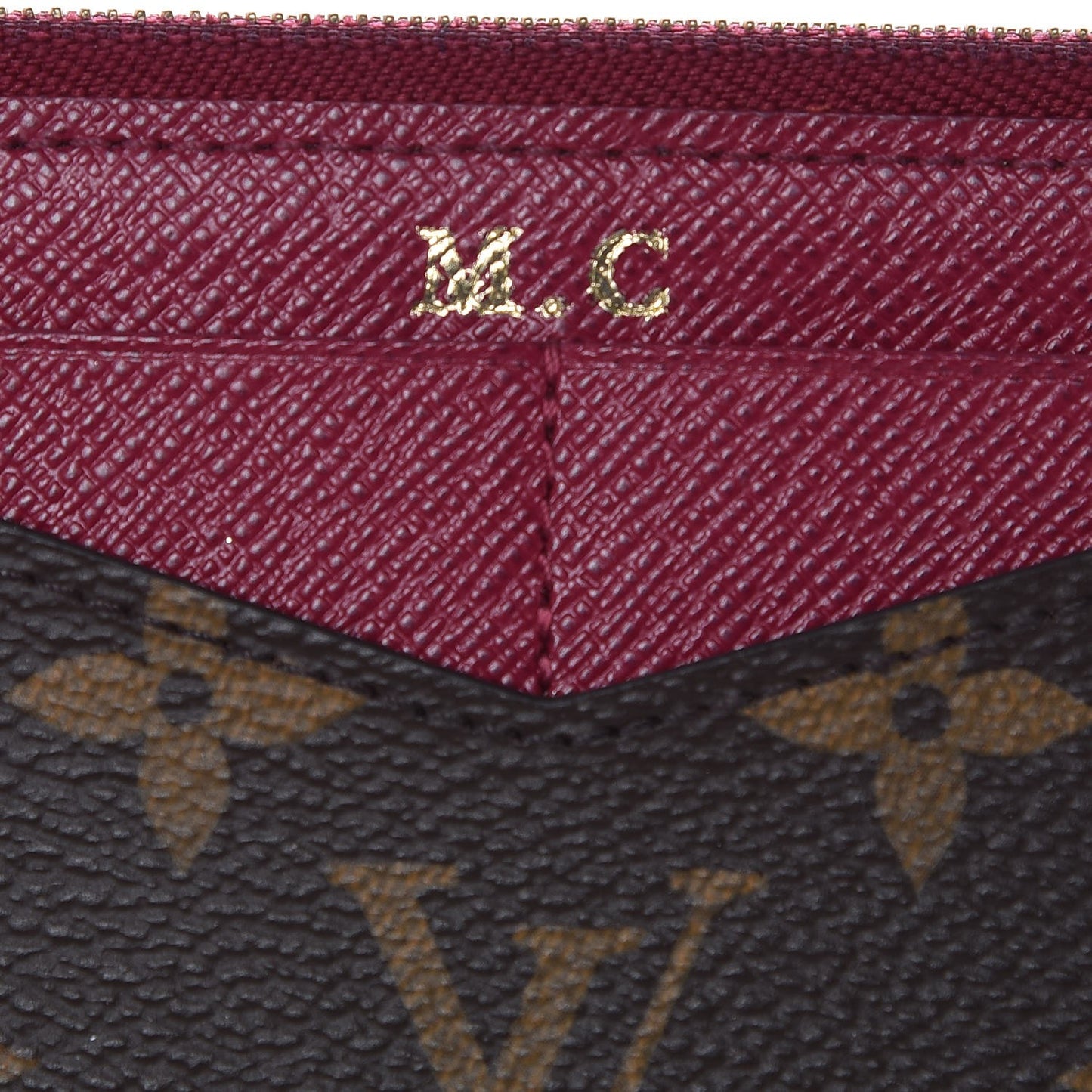 Monogram Zipped Card Holder Fuchsia