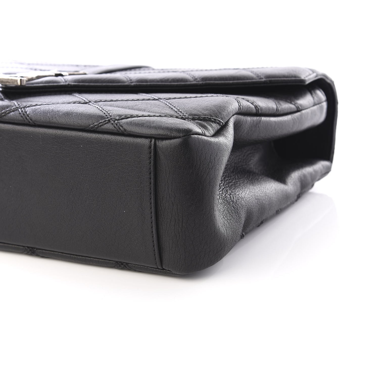 Calfskin Matelasse Diamond Quilted Monogram Large College Bag Black