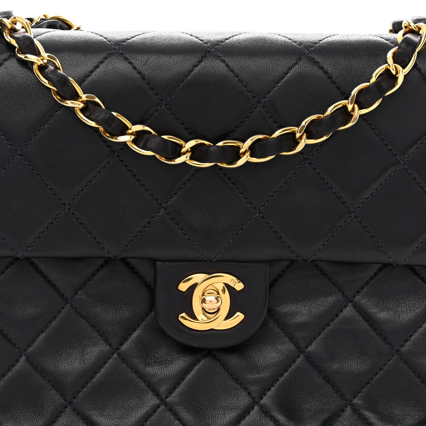 Lambskin Quilted Mini Square Flap Black