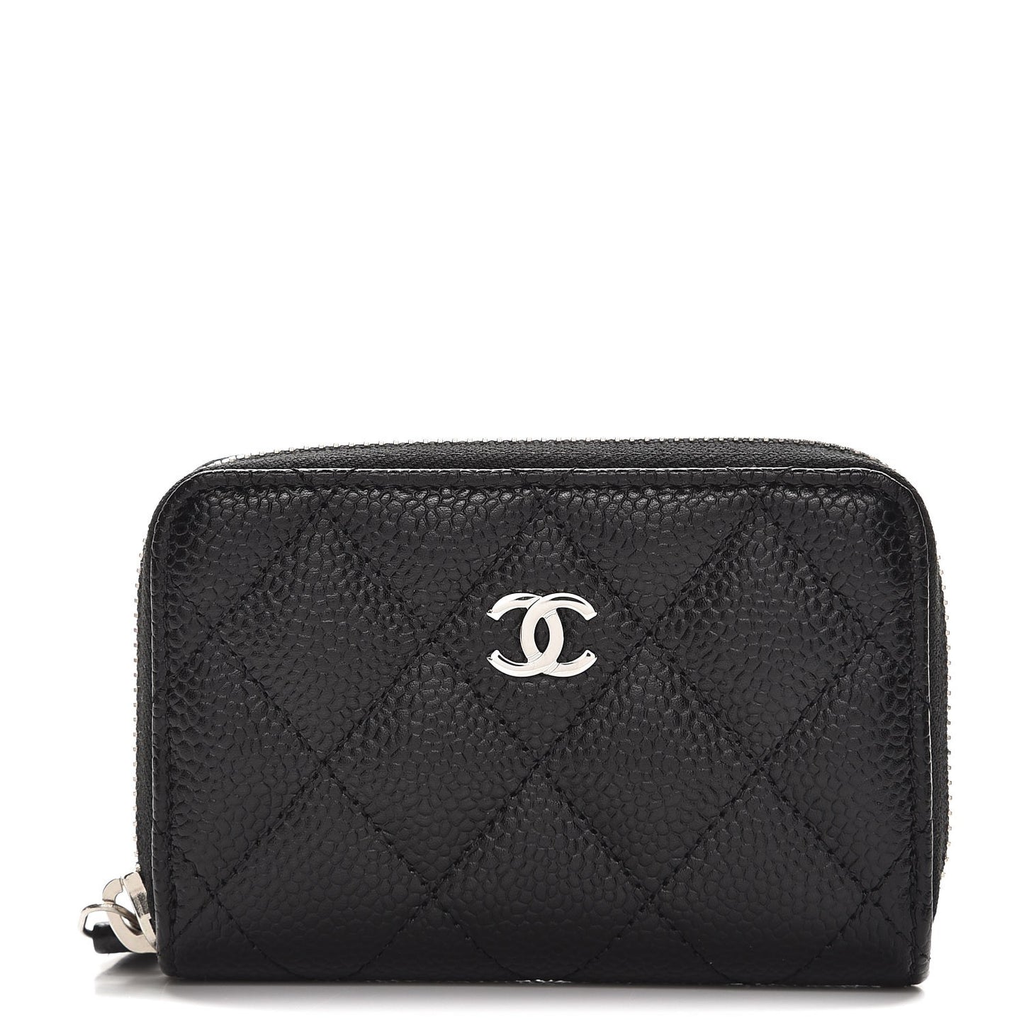 Caviar Quilted Zip Coin Purse Black