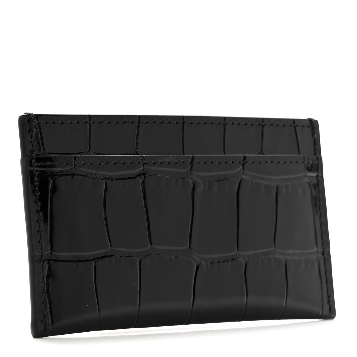 Chanel Calfskin Crocodile Embossed Crococo Card Holder Black 3 of 8