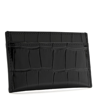 Chanel Calfskin Crocodile Embossed Crococo Card Holder Black 3 of 8