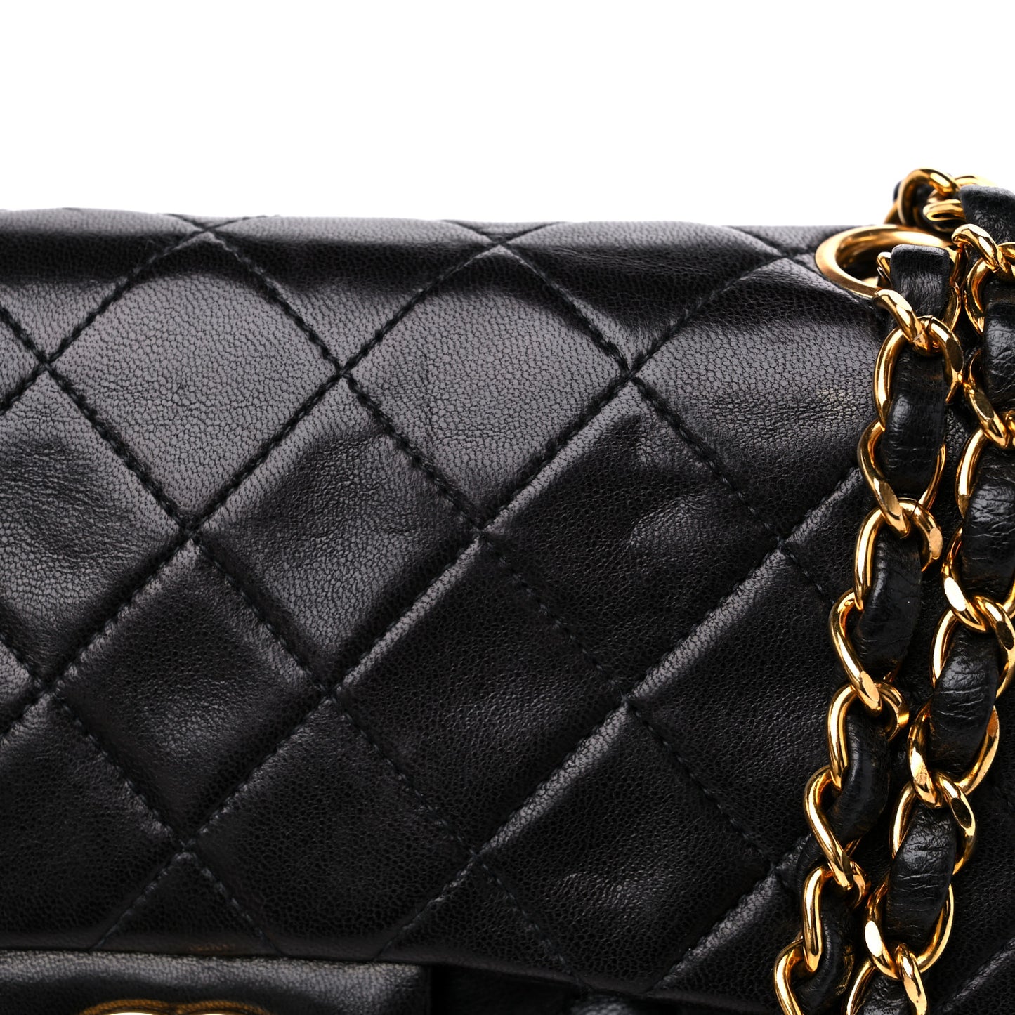 Lambskin Quilted Small Double Flap Black