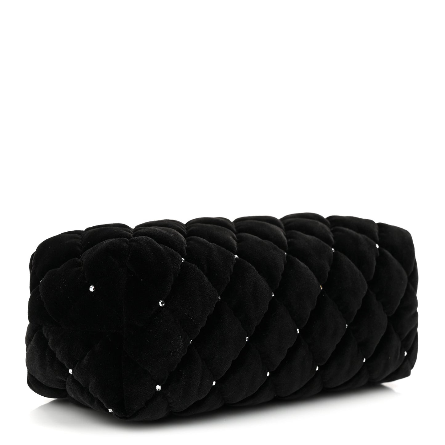 Velvet Diamanté Quilted Wristlet Clutch Black