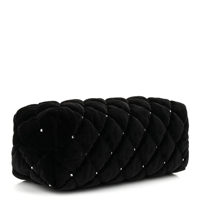 Chanel Velvet Diamanté Quilted Wristlet Clutch Black 4 of 10