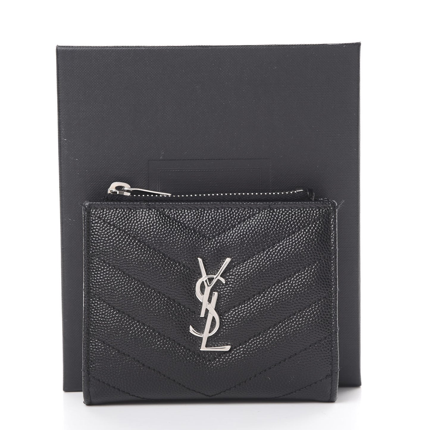 Grain De Poudre Matelasse Chevron Monogram Zipped Card Case Black