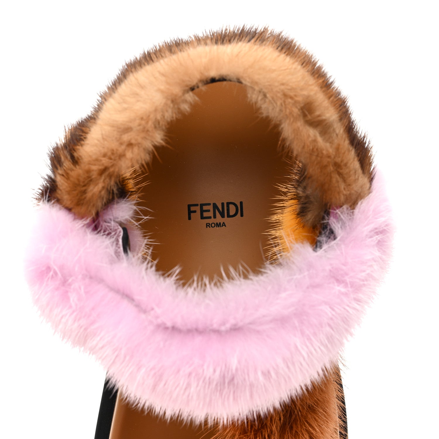 Fendi Mink Fur FF Feel Sandals 35 Tobacco Multicolor 6 of 8