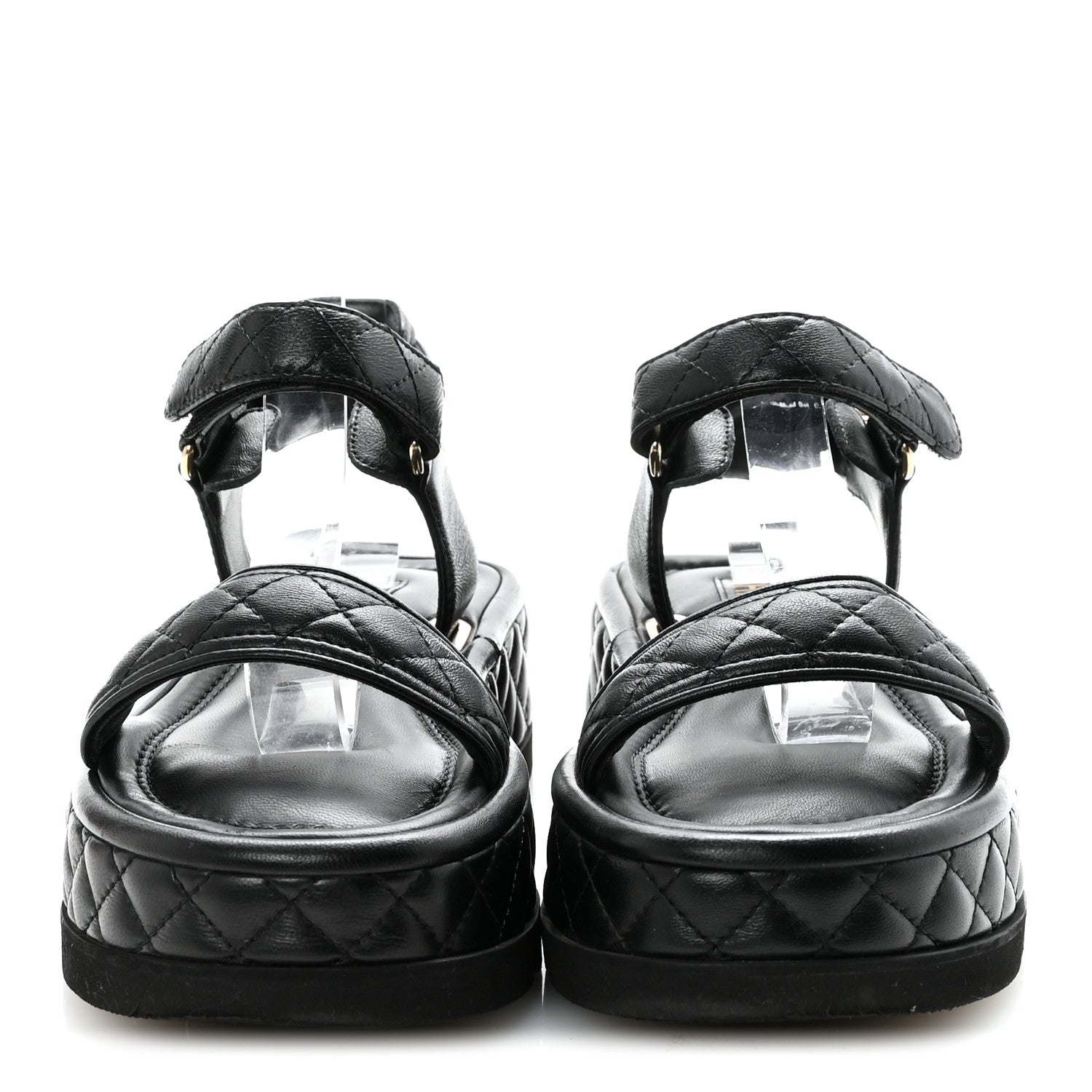 Chanel Lambskin Quilted Platform Sandals 37 Black 6 of 19