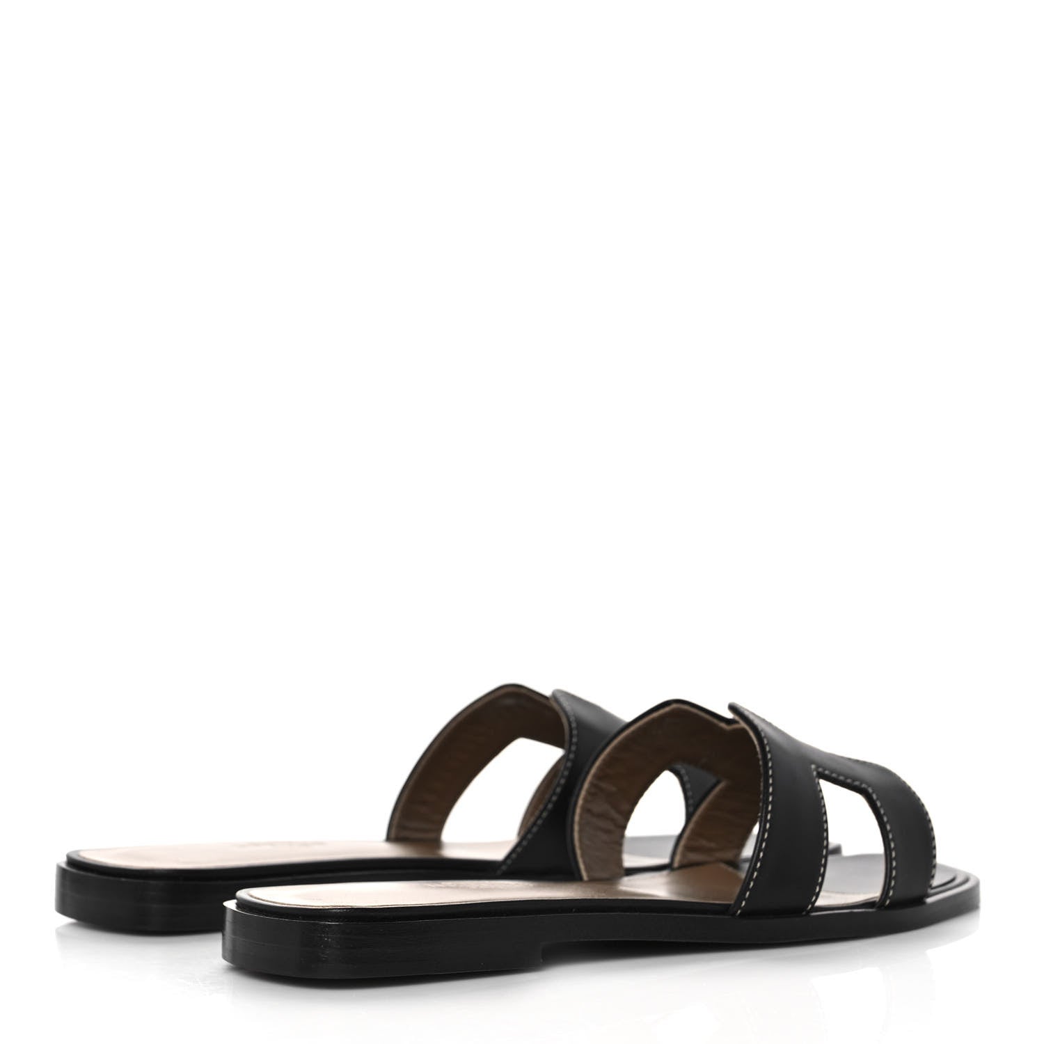 Hermes Box Calfskin Oran Sandals 36 Black 4 of 9