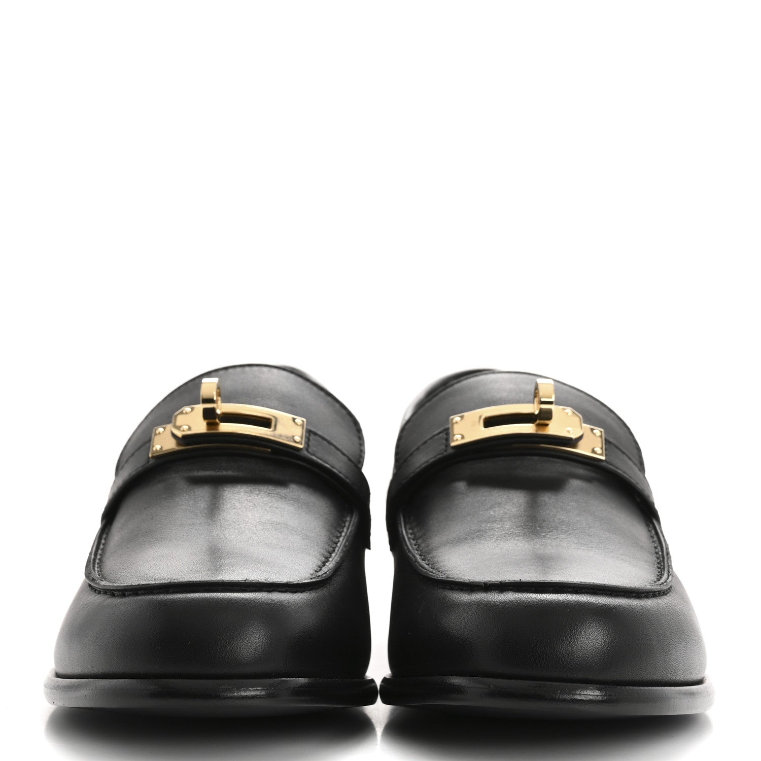 Hermes Calfskin Womens Destin Loafer 38 Black 3 of 10