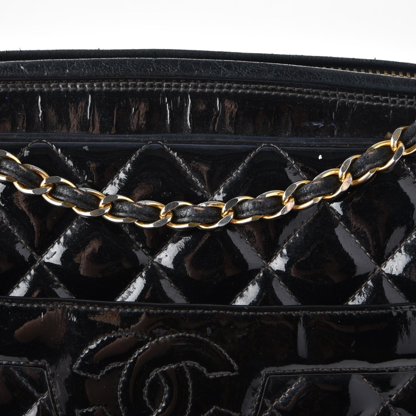 Patent Quilted Tassel Camera Case Black