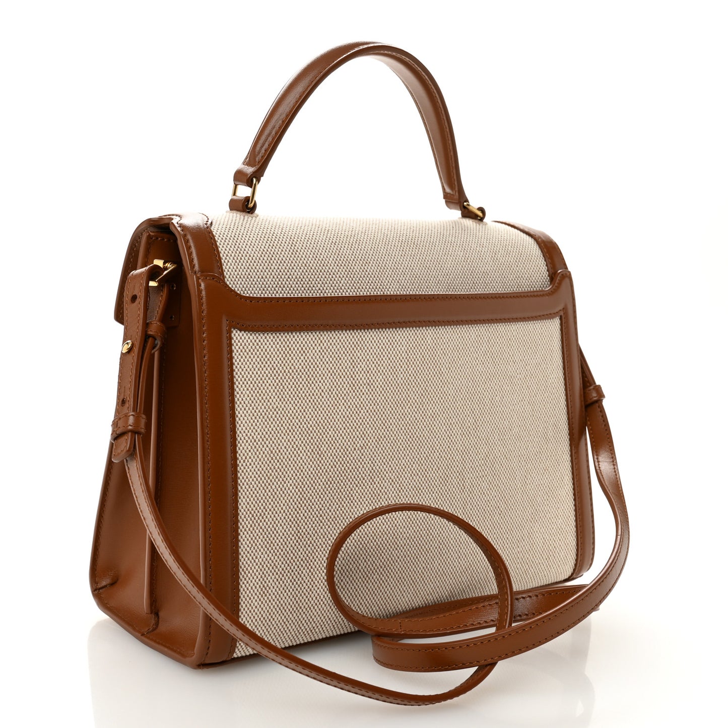 Canvas Calfskin Medium Classic Monogram Cassandra Top Handle Tan Natural