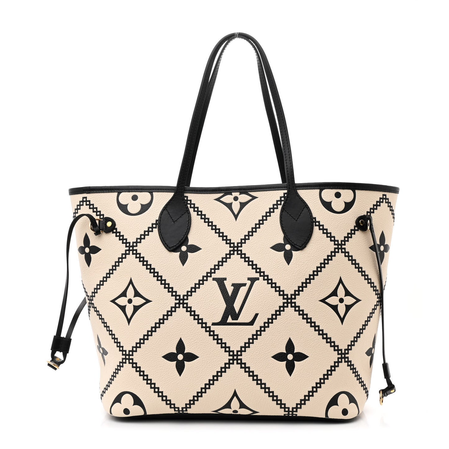 Empreinte Monogram Giant Broderies Neverfull MM Cream Black