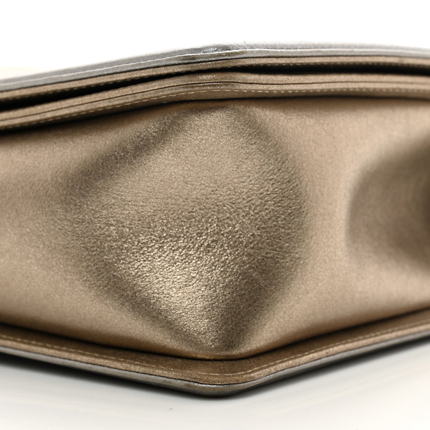 Metallic Calfskin Quilted New Medium Boy Flap Khaki