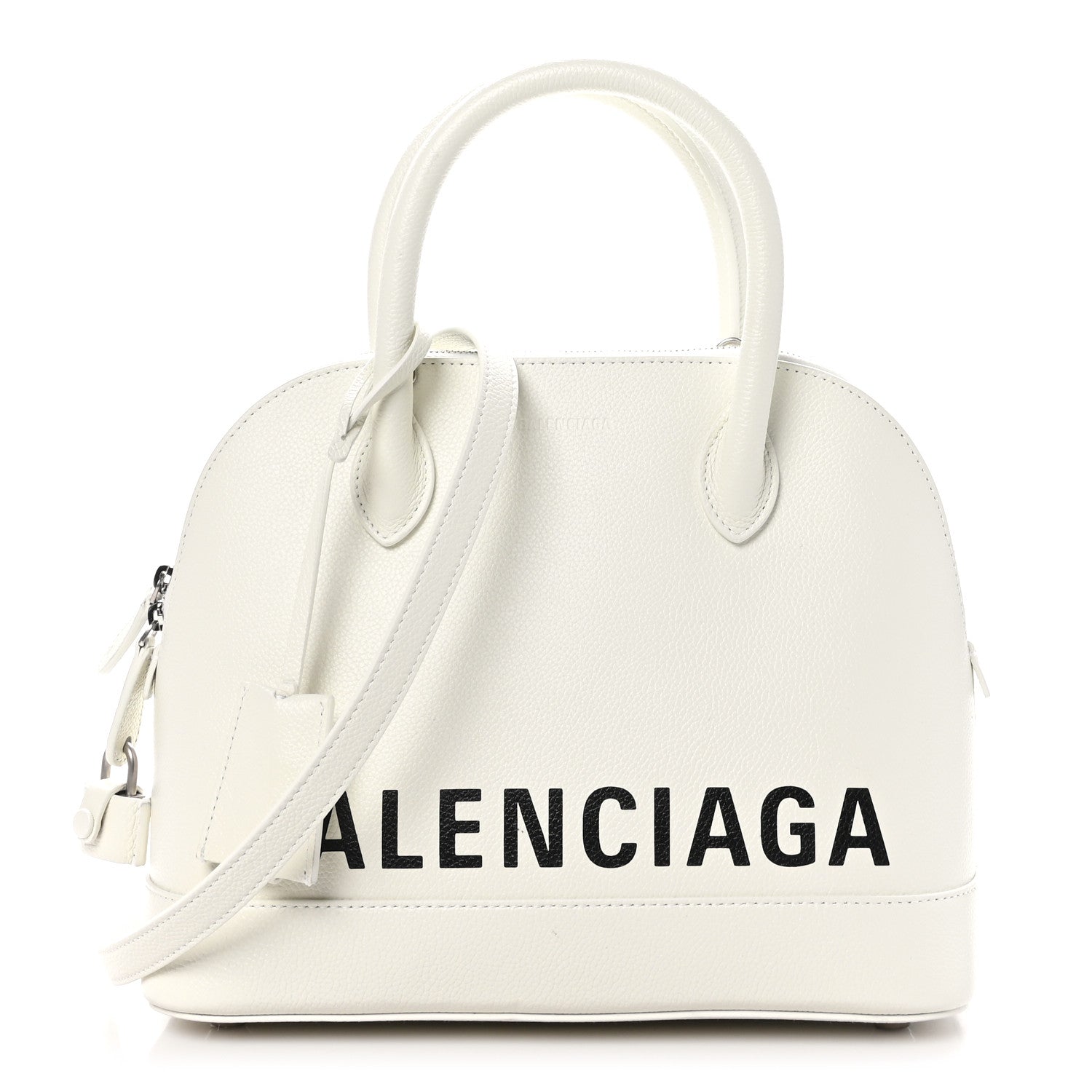 Balenciaga Grained Calfskin Logo S Ville Top Handle Bag White Black 1 of 10