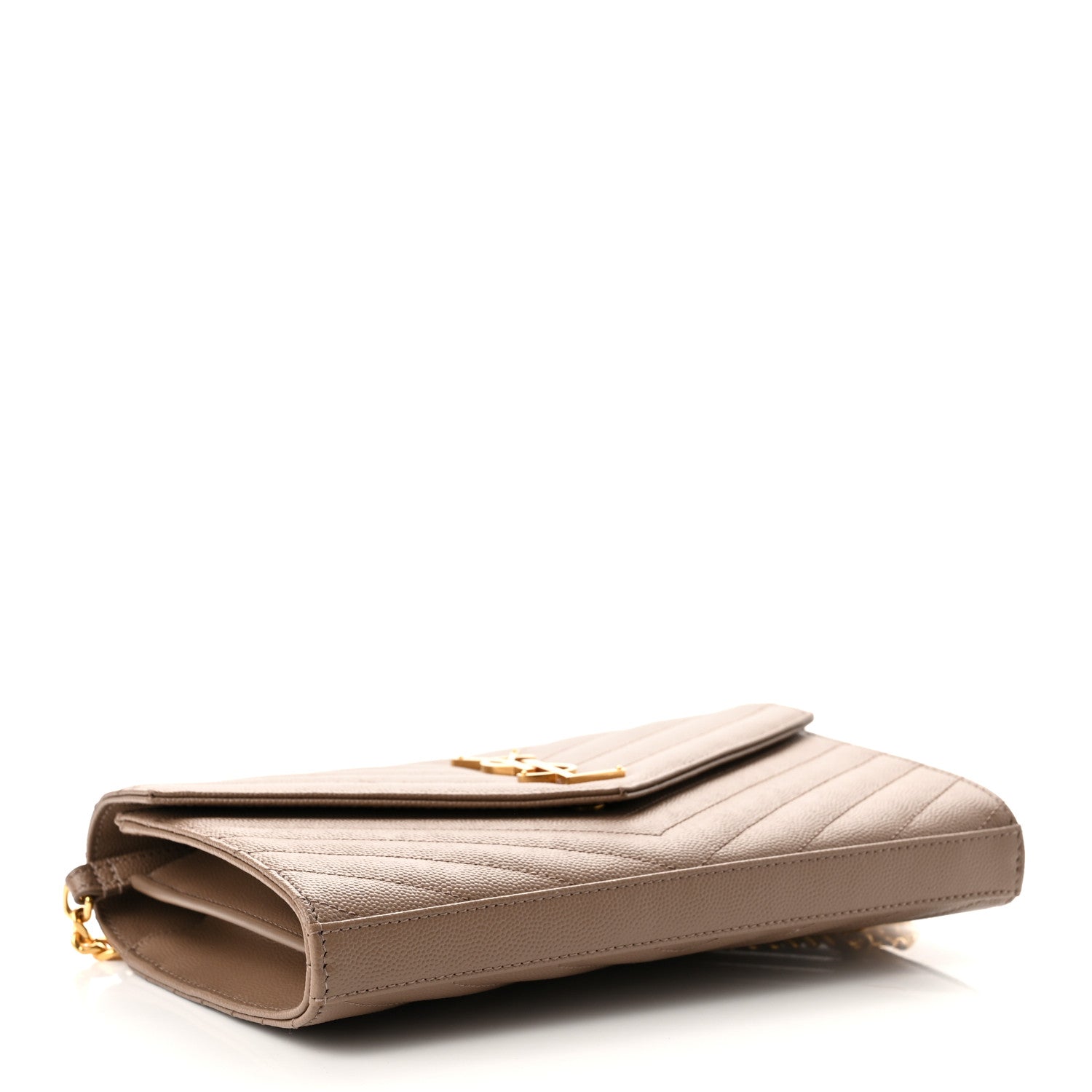 Saint Laurent Grain De Poudre Matelasse Chevron Monogram Chain Wallet Fard 3 of 8