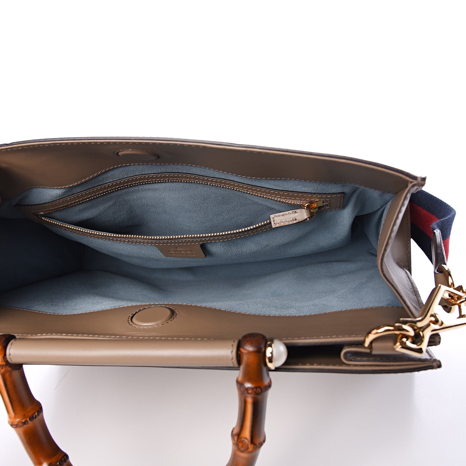 Gucci Nappa Bamboo Web Medium Nymphaea Top Handle Bag Brown 5 of 12