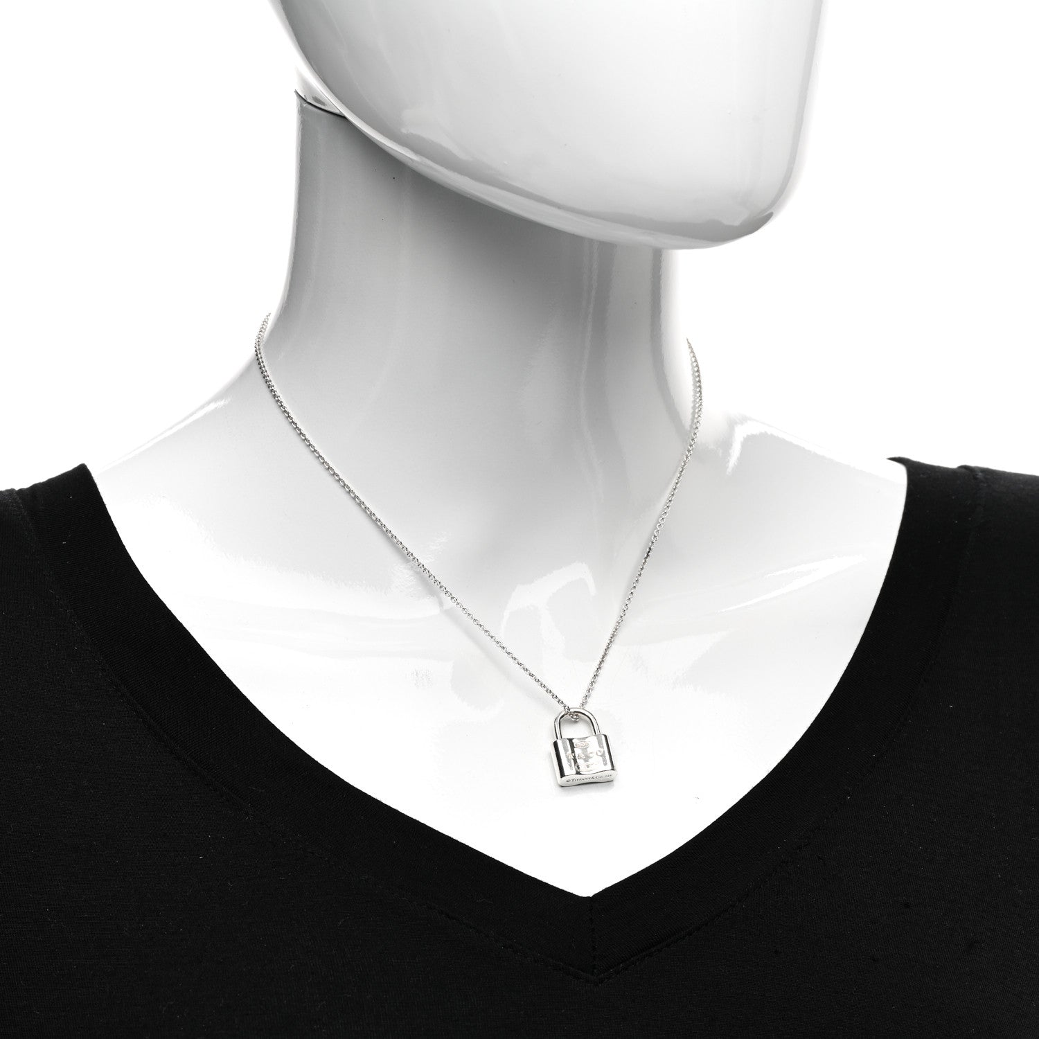 Tiffany Sterling Silver 1837 Lock Charm Pendant Necklace 2 of 4