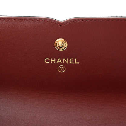 Chanel Caviar Quilted Filigree Large Gusset Flap Wallet Burgundy Black 6 of 8