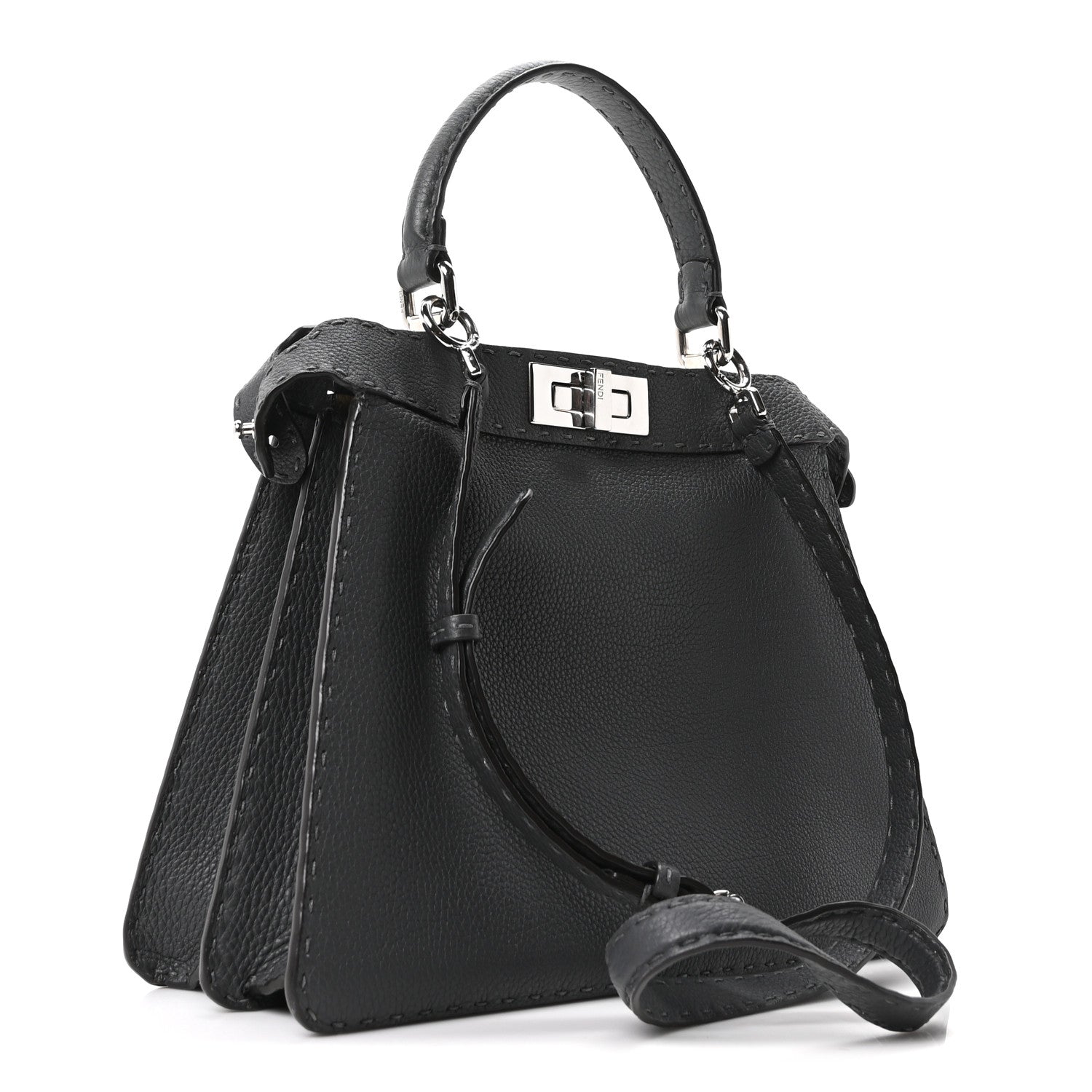 Fendi Cuoio Romano Selleria Chamois Medium Peekaboo I SEE U Satchel Asfalto Camelia 3 of 9