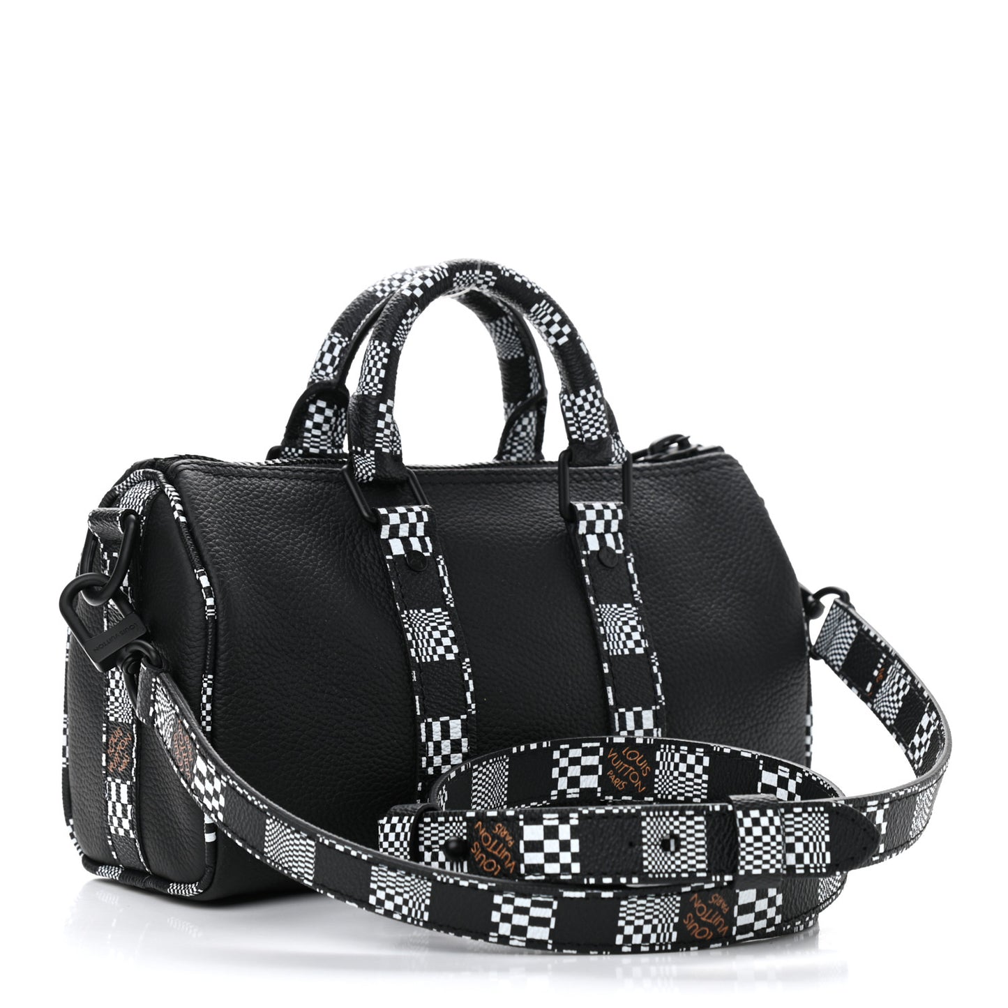 Calfskin Damier Distorted Keepall XS Black