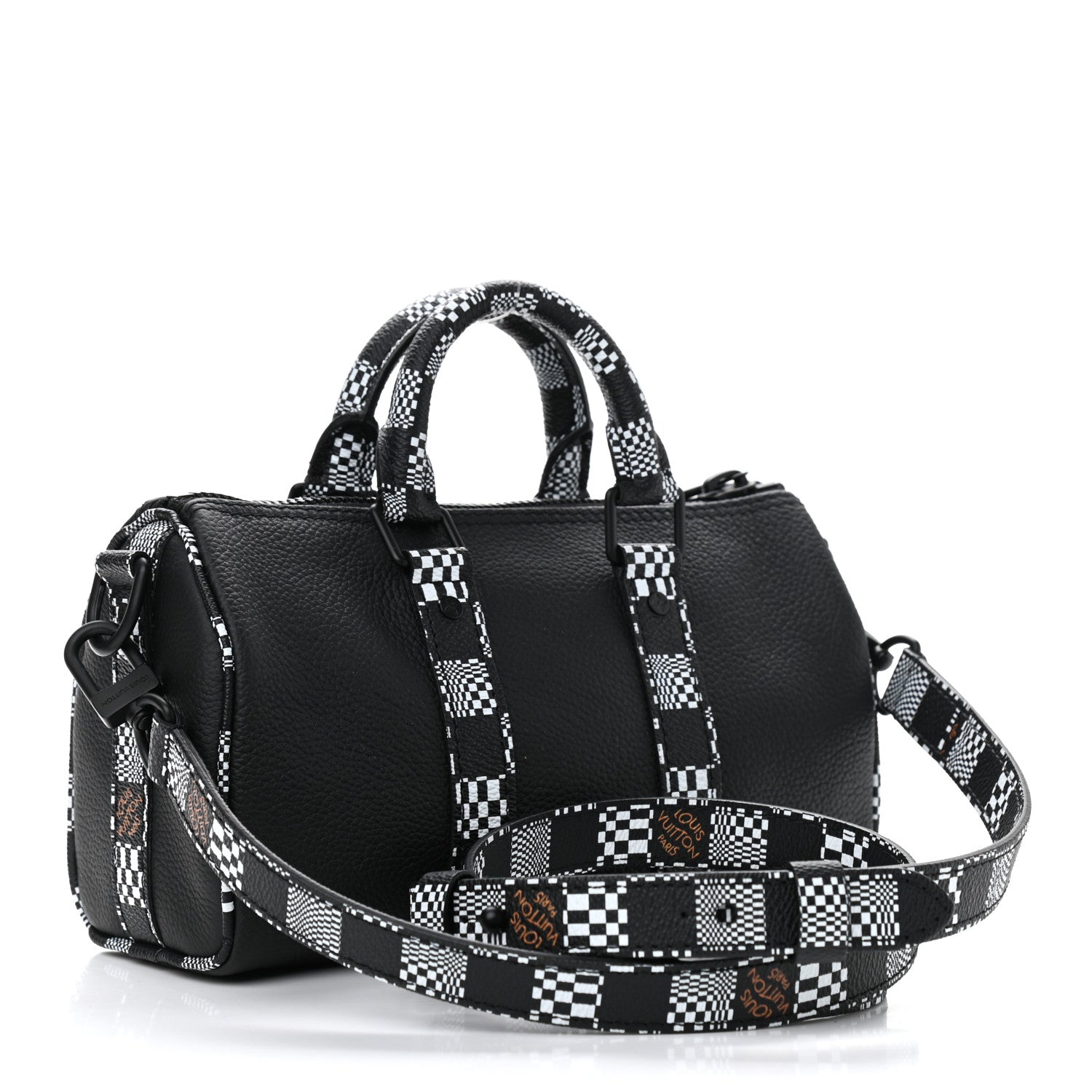 Louis Vuitton Calfskin Damier Distorted Keepall XS Black 3 of 9