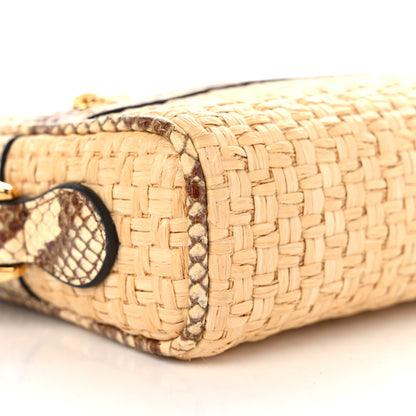 Gucci Raffia Elaphe Mini Ophidia Shoulder Bag Natural Cream Brown 9 of 10