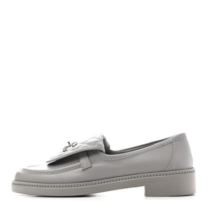 Chanel Lambskin Quilted CC Turnlock Loafers 39 Grey 1 of 9