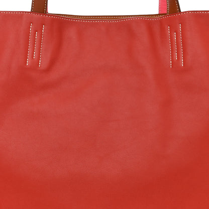 Hermes Veau Sikkim Double Sens 36 Reversible Tote Gold Rose Azalee Rouge Casaque Brique 15 of 17