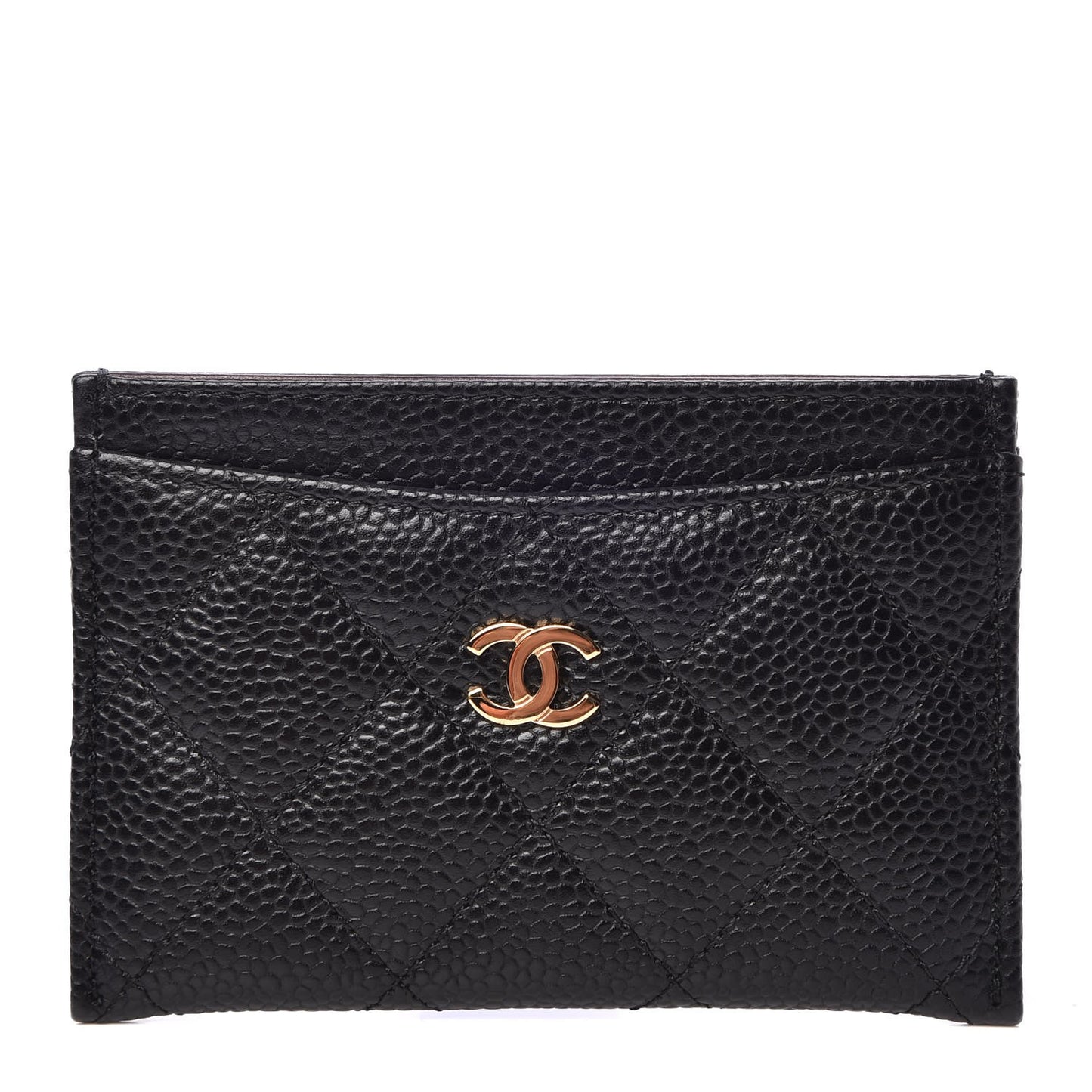 Caviar Quilted Card Holder Black