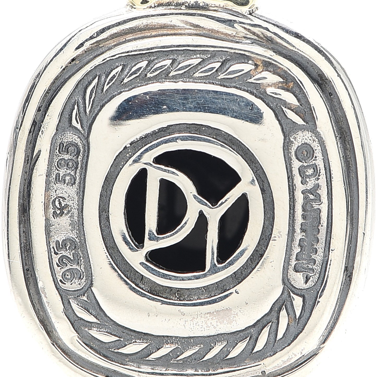 Sterling Silver 14K Yellow Gold Black Onyx 10mm Albion Enhancer Pendant