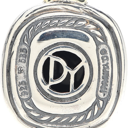 David Yurman Sterling Silver 14K Yellow Gold Black Onyx 10mm Albion Enhancer Pendant 3 of 3