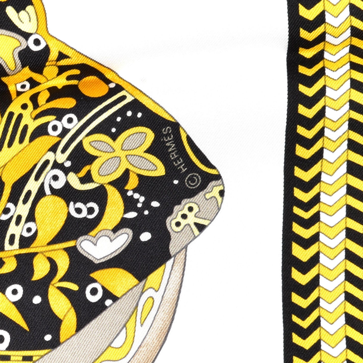 Hermes Silk Selle Des Steppes Scarf 90 White Or Black 3 of 4
