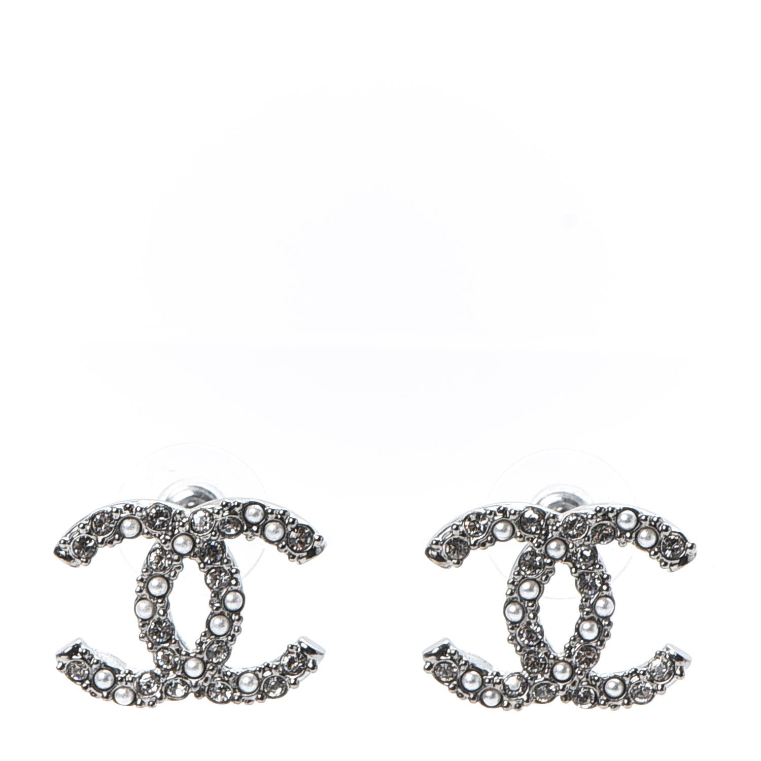 Chanel Ruthenium Crystal Pearl Caviar Earrings 1 of 5