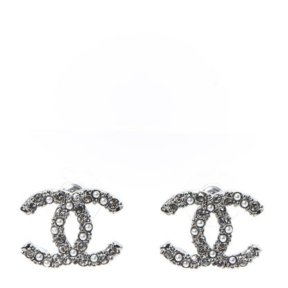 Chanel Ruthenium Crystal Pearl Caviar Earrings 1 of 5