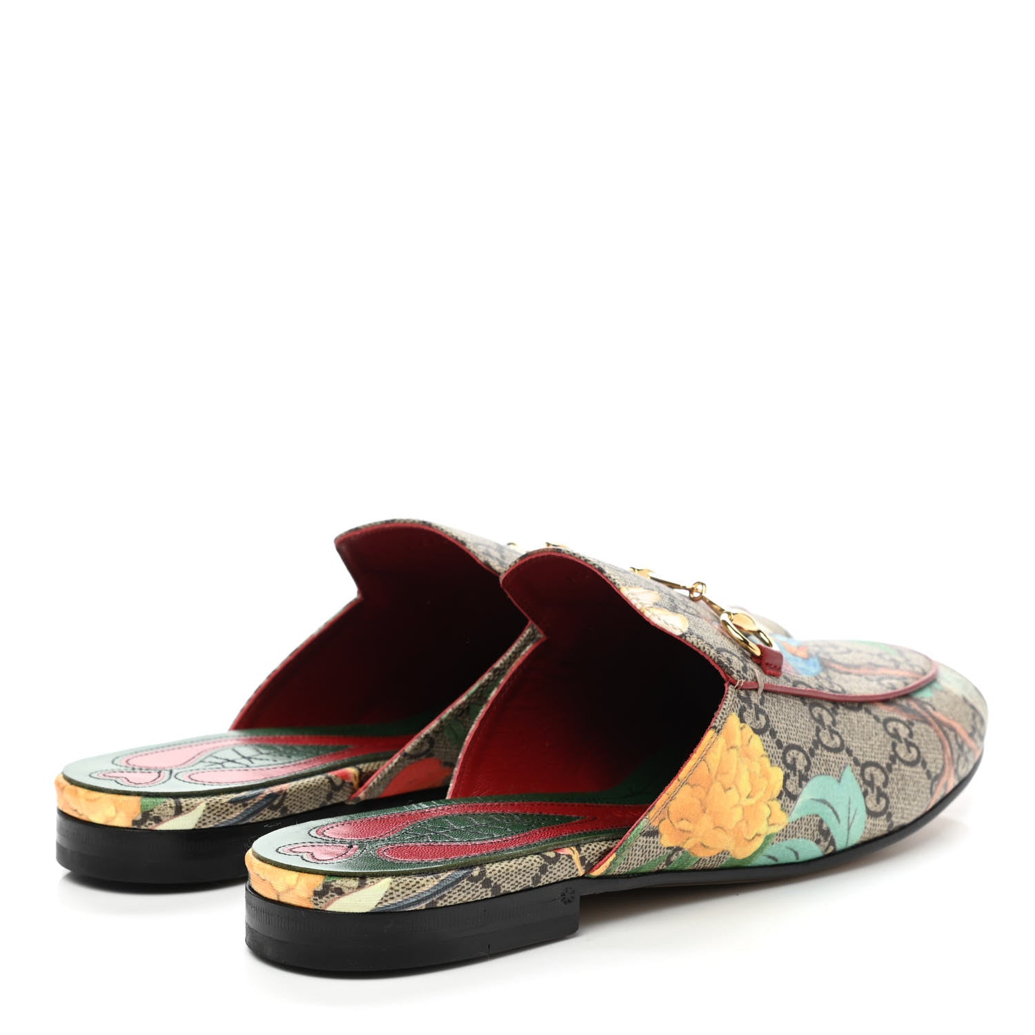 Gucci GG Supreme Monogram Tian Womens Princetown Slippers 39.5 Beige Ebony Multicolor 4 of 8
