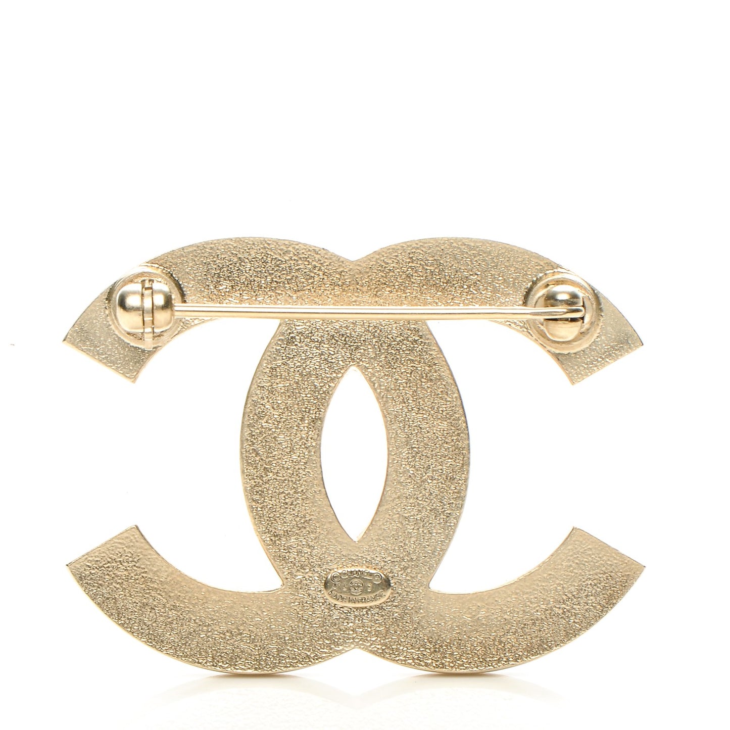 Enamel Striped CC Brooch Pink Gold