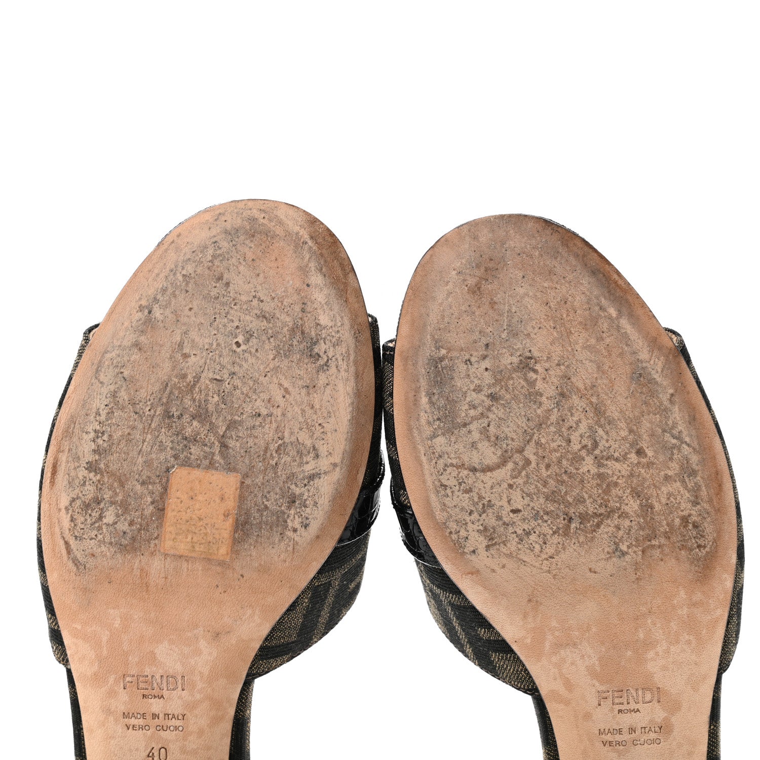 Fendi Jacquard Calfskin FF Crocodile Embossed Promenade Slide Sandals 40 Tobacco Moro Black 8 of 8