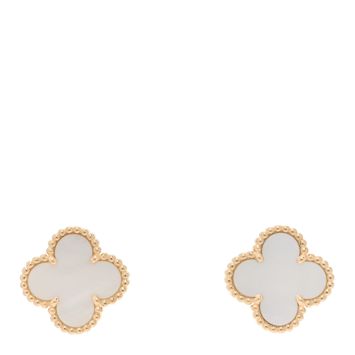 18K Yellow Gold Mother of Pearl Vintage Alhambra Earrings