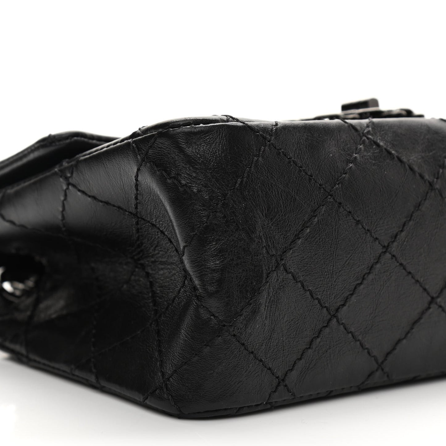 Aged Calfskin Quilted 2.55 Reissue Mini Flap So Black
