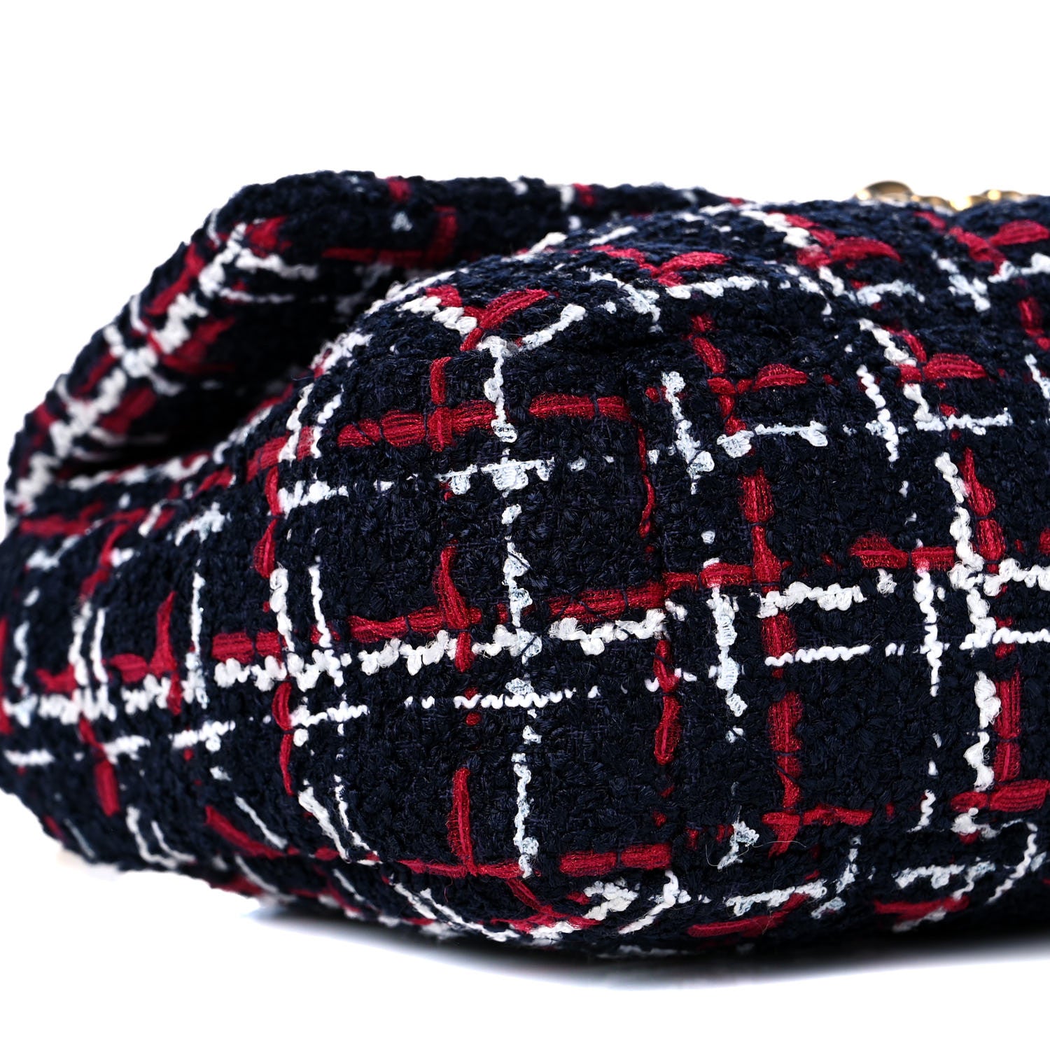 Chanel Tweed Quilted Medium Chanel 19 Flap Navy Blue White Red 8 of 10
