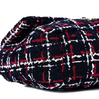 Chanel Tweed Quilted Medium Chanel 19 Flap Navy Blue White Red 8 of 10