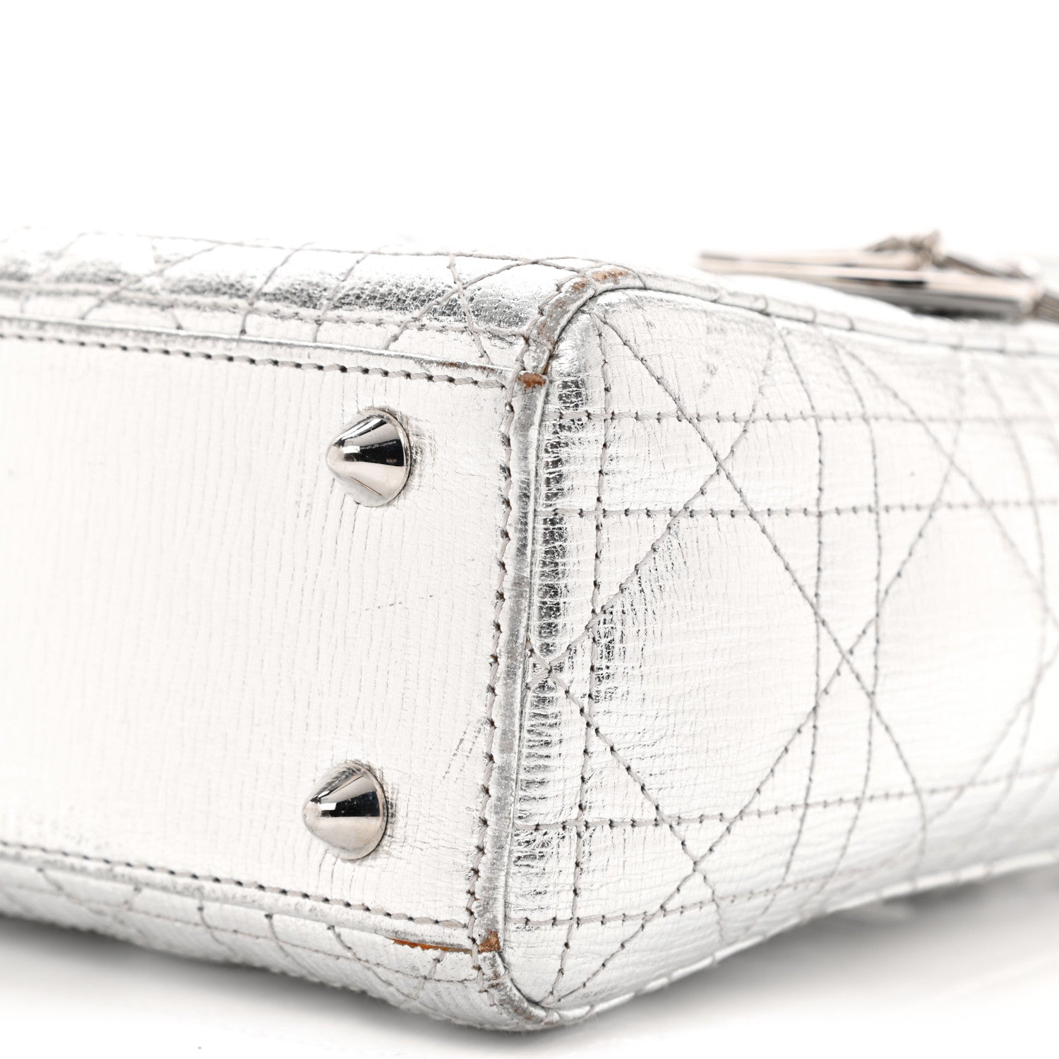 Christian Dior Metallic Grained Calfskin Cannage Small Lucky Badges My Lady Dior Silver 10 of 14