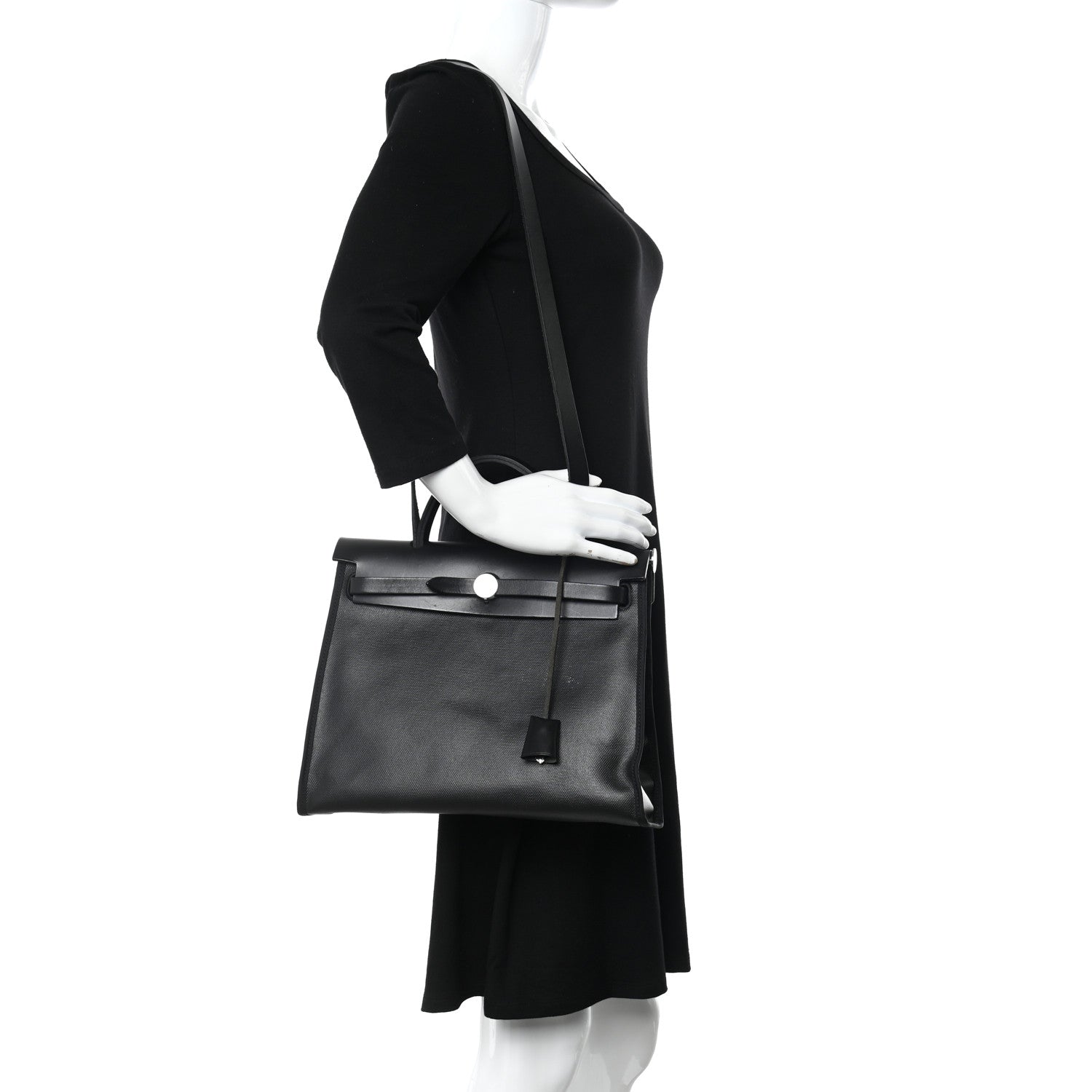 Hermes Toile H Berline Vache Hunter Herbag Zip PM 31 Black Ecru 2 of 15