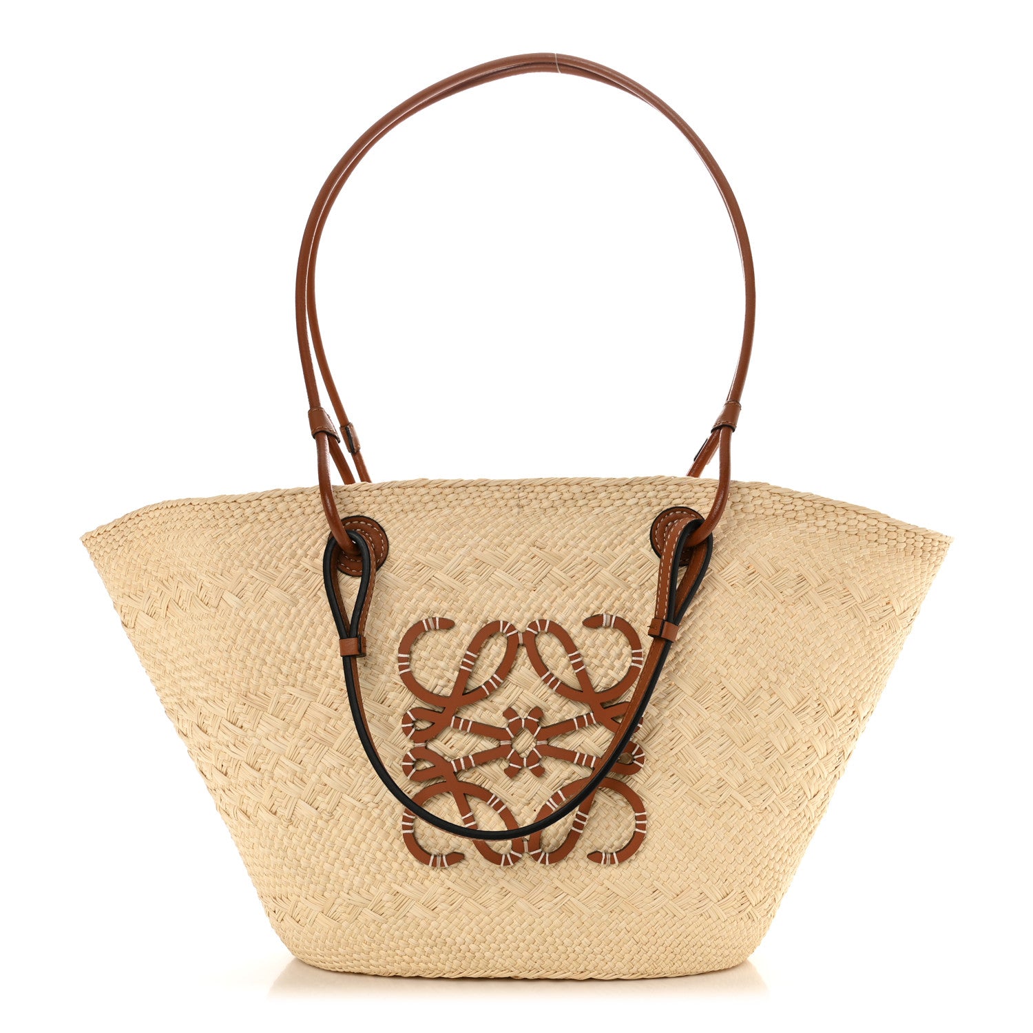 Loewe Iraca Palm Calfskin Medium Anagram Basket Bag Natural Tan 1 of 10