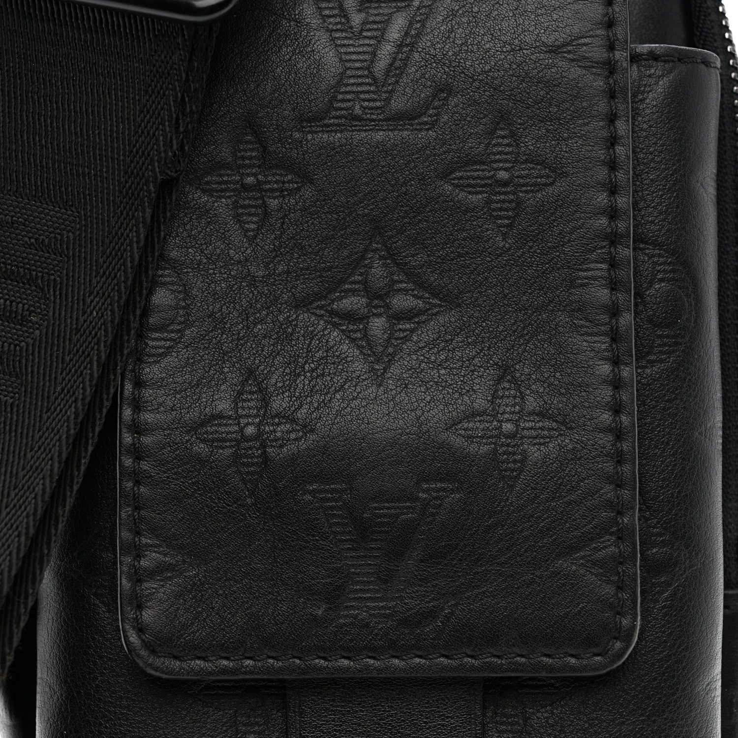 Louis Vuitton Calfskin Monogram Shadow Double Phone Pouch NM Black 6 of 8