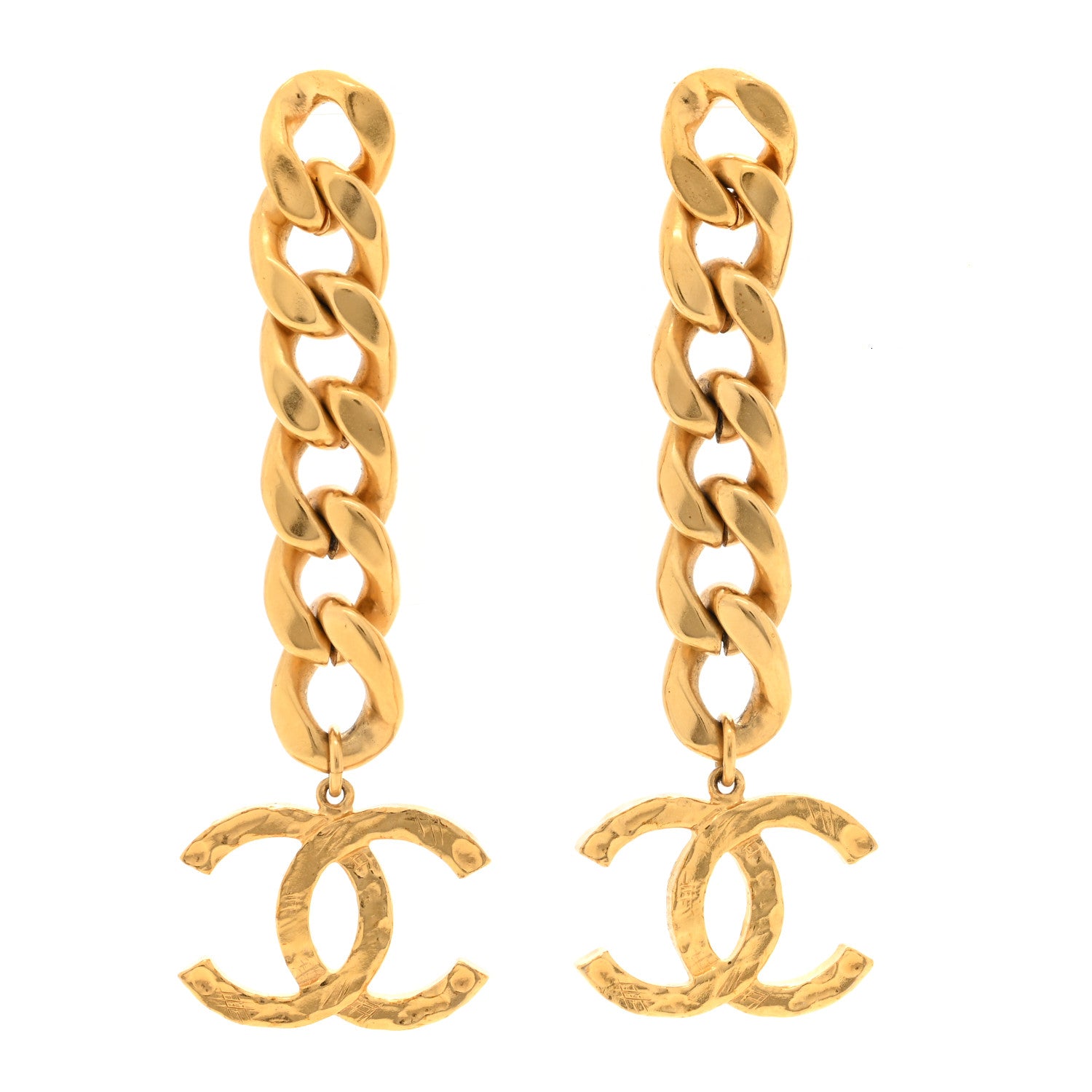 Chanel Metal CC Pick Drop Earrings Gold 1 of 5